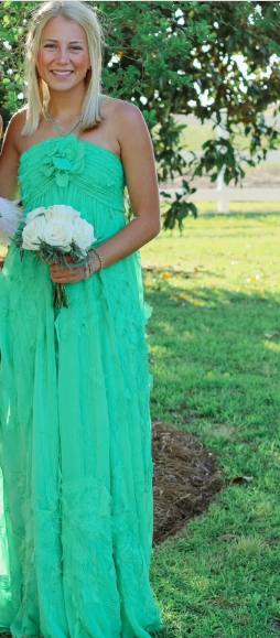 Simple A Line Halter Long Green Prom Dress Party Dress