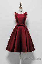 Simple  A-Line Satin Black Short Prom Dress, Black Homecoming Dress