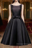 Simple  A-Line Satin Black Short Prom Dress, Black Homecoming Dress