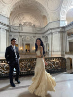Simple A Line Spaghetti Strap Light Champagne Satin Evening Dress Party Dress