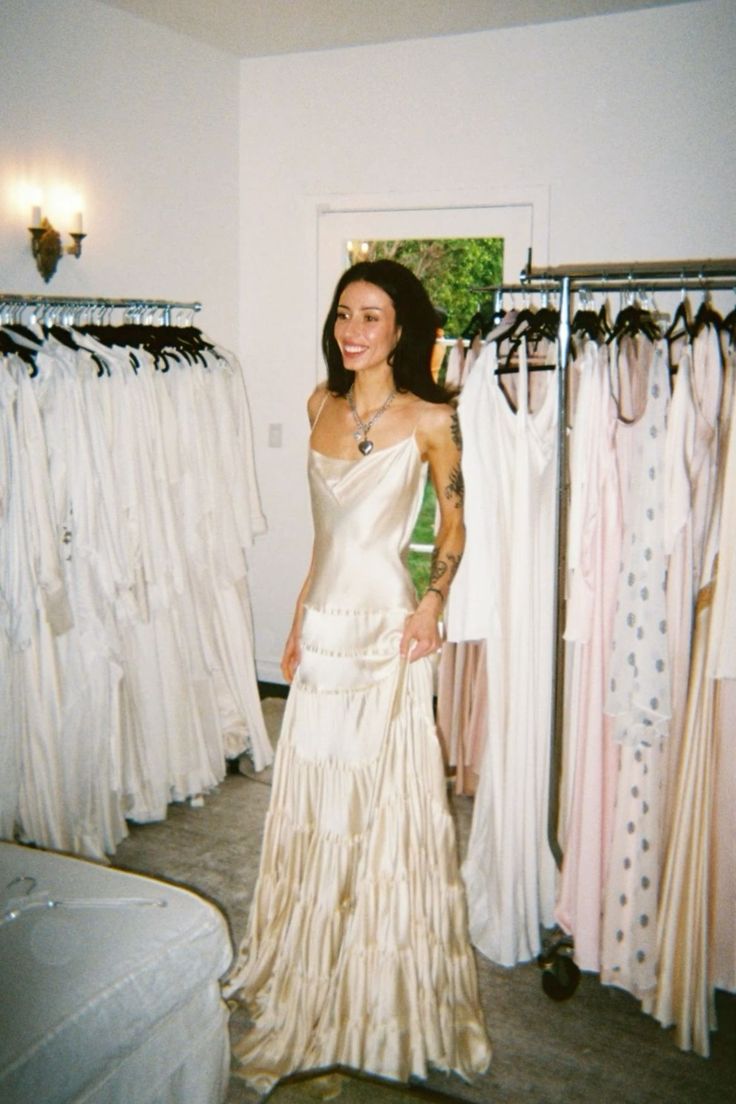 Simple A Line Spaghetti Strap Light Champagne Satin Evening Dress Party Dress