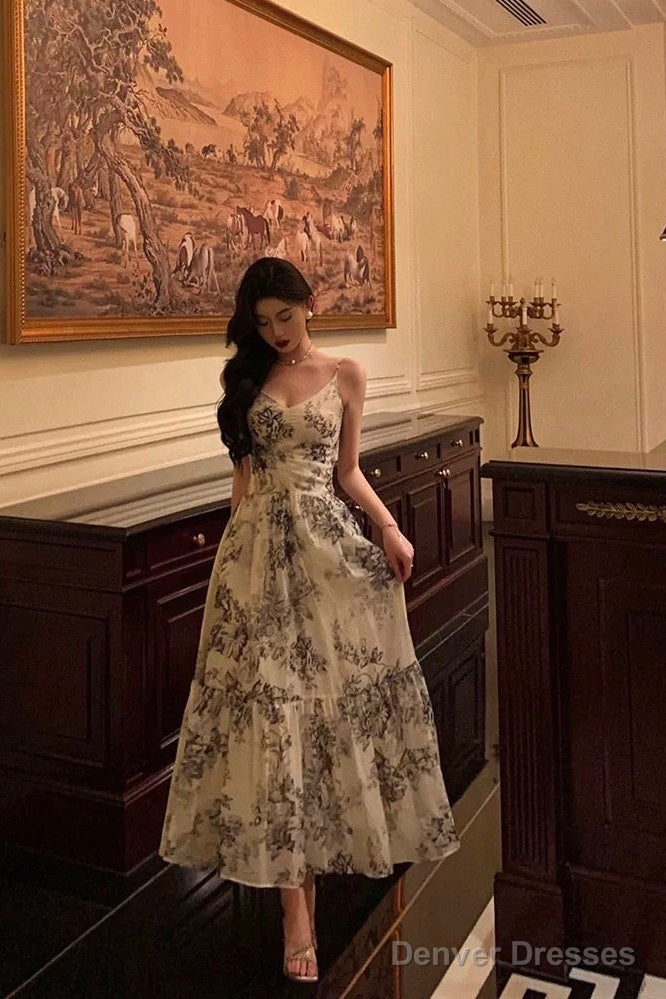 Simple A Line Spaghetti Straps Sleeveless Date Night Dress Prom Dresses Birthday Outfits Main image