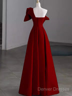 Simple A Line Strapless Red Floor Length Prom Dress