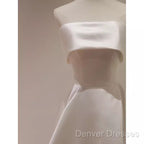 Simple A Line Strapless Satin Ivory Wedding Dress