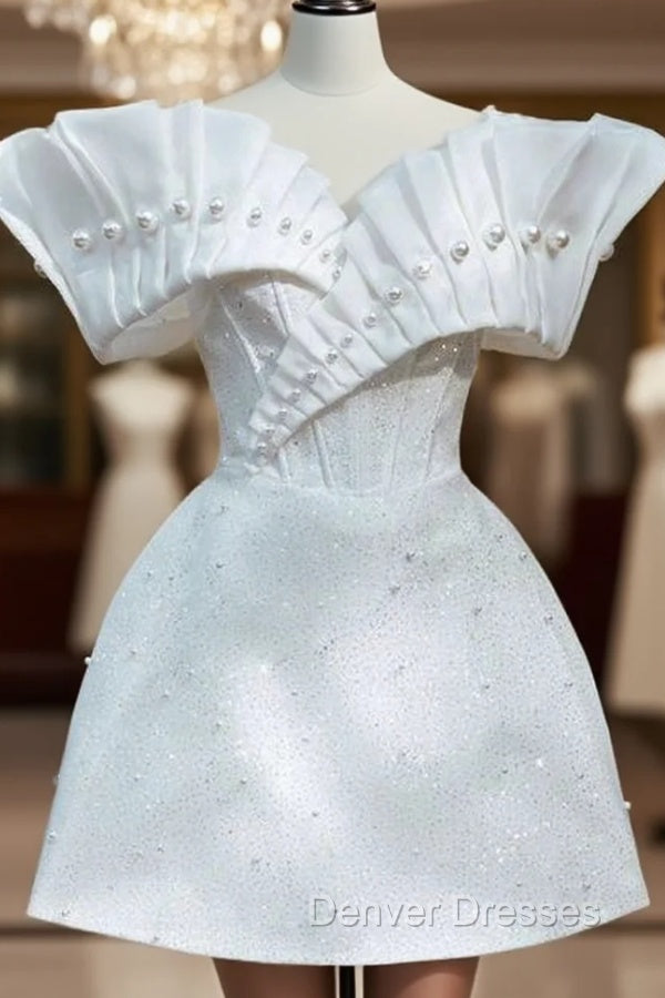 Simple A Line Strapless White Homecoming Dress 16Th Birthday Outfits Main image