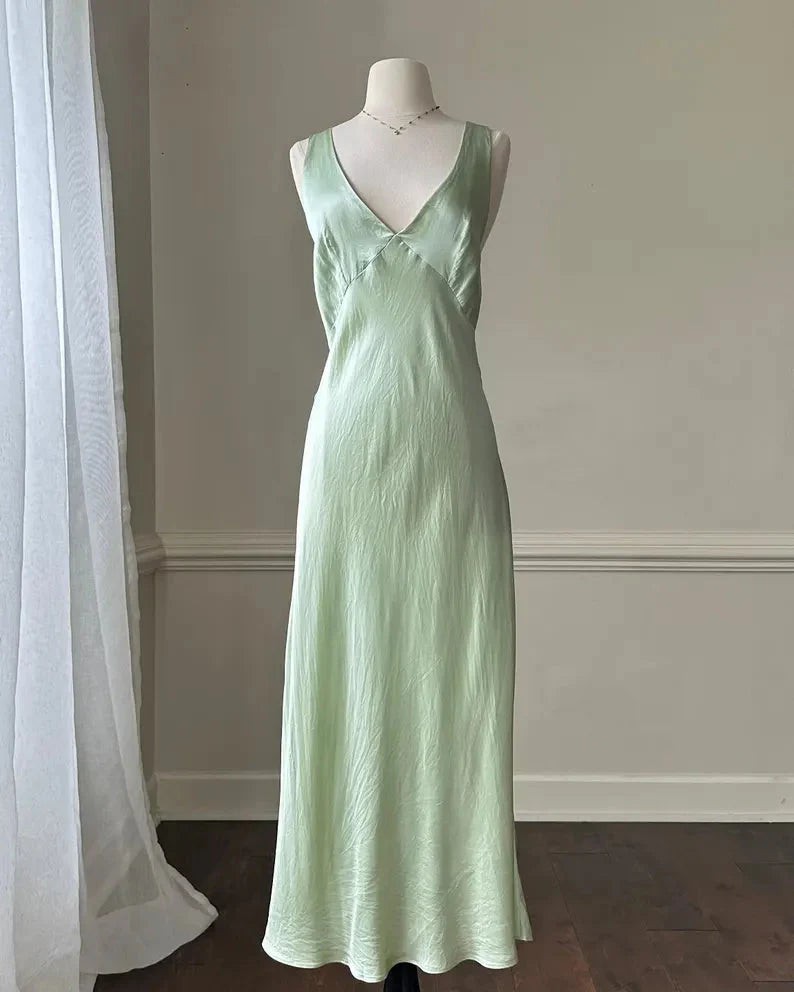 Simple A Line Straps Mint Green Long Prom Dress Main image