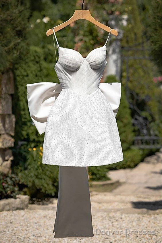 Simple A Line Straps White Sequin Homecoming Dress 16Th Birthday Outfits Secondary image