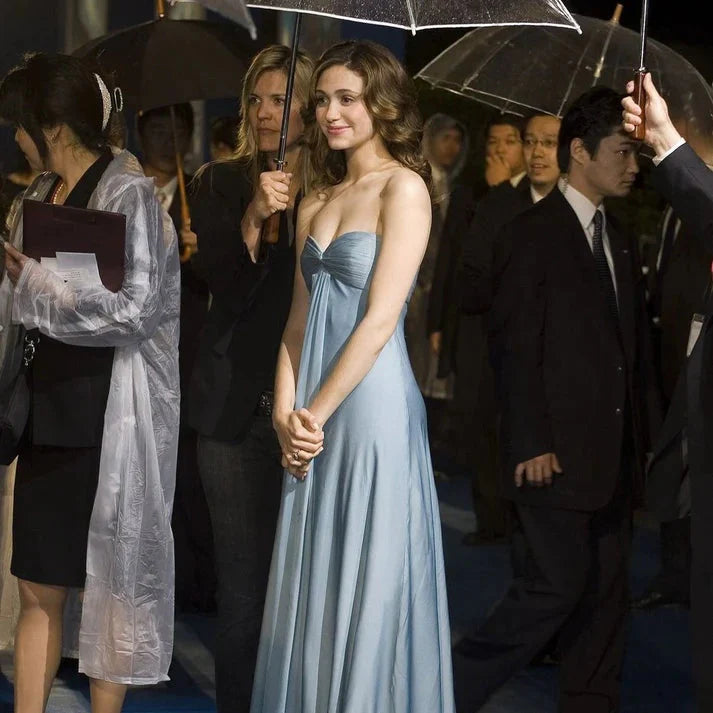Simple A-Line Sweetheart Blue Satin Long Prom Dress Formal Evening Dress