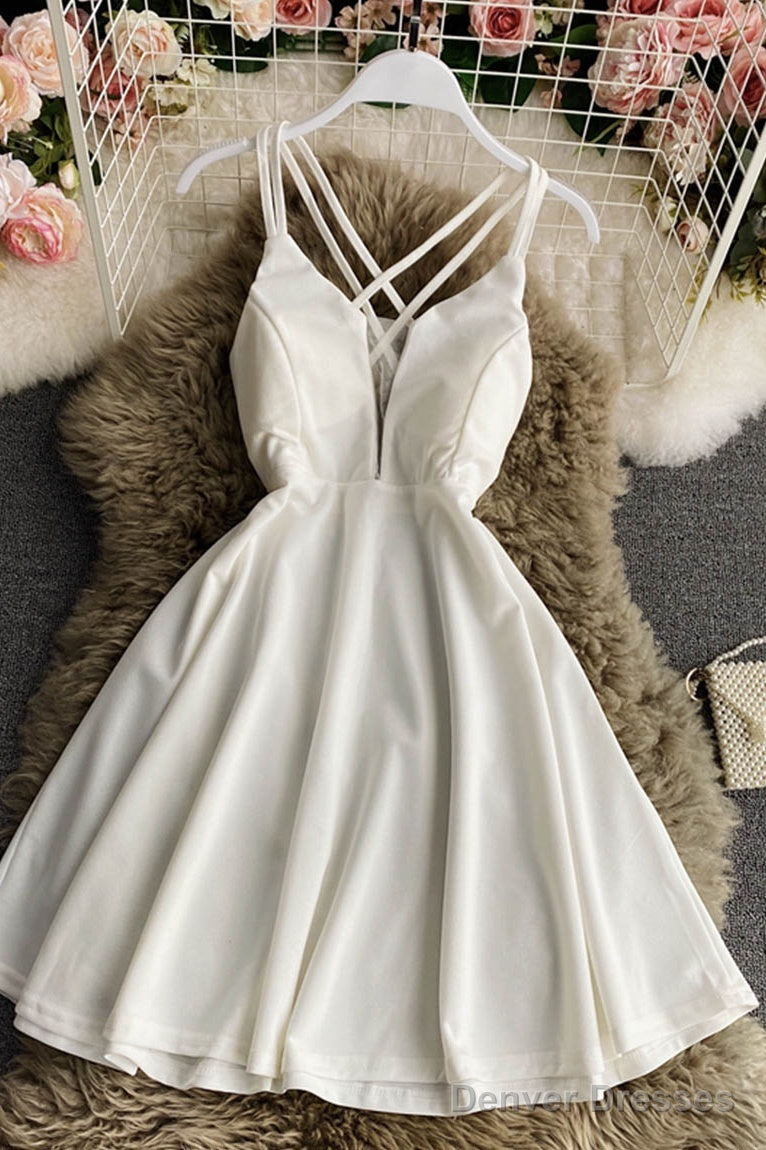 Simple A Line V Neck Short Dress Homecoming Dress