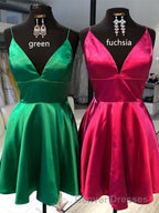 Simple A Line V Neck Short Prom Dress, V Neck Short Formal Homecoming Dress