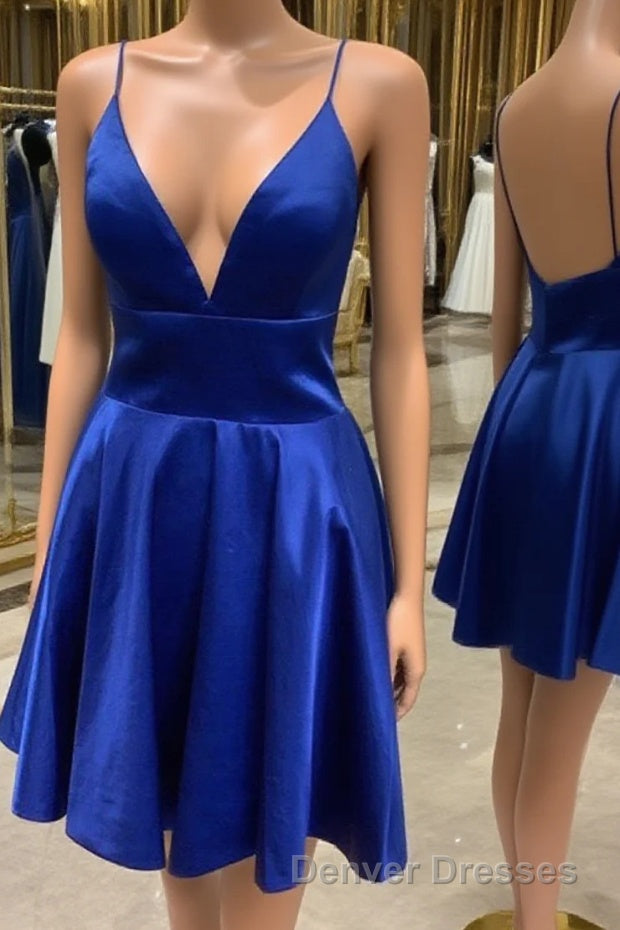 Simple A Line V Neck Short Prom Dress, V Neck Short Formal Homecoming Dress Main image