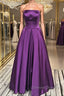 Simple Backless Purple Satin Long Prom Dress, Backless Purple Formal Dress, Purple Evening Dress