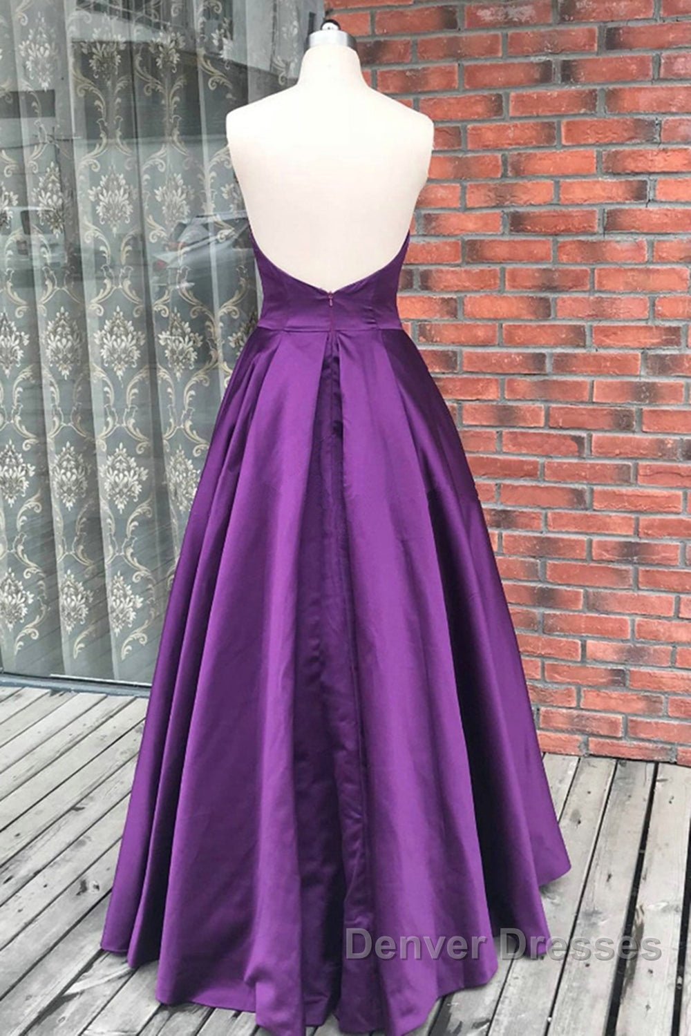 Simple Backless Purple Satin Long Prom Dress, Backless Purple Formal Dress, Purple Evening Dress Secondary image