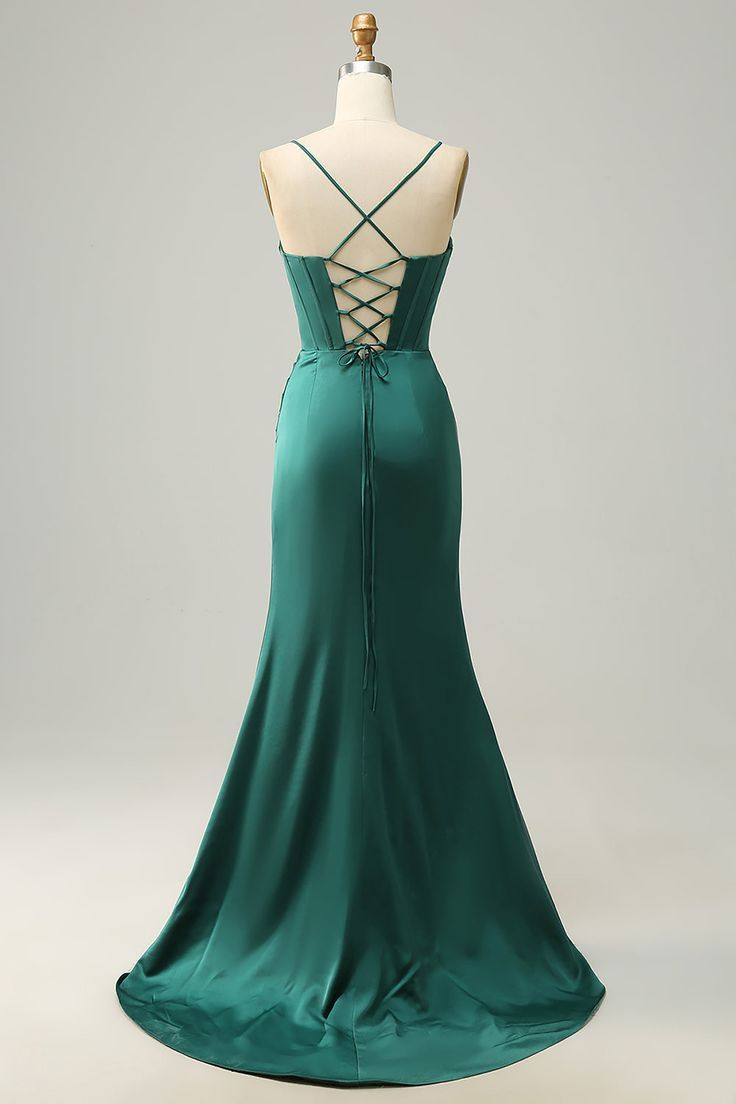 Simple Black Mermaid Floor Length Prom Dress With Slit