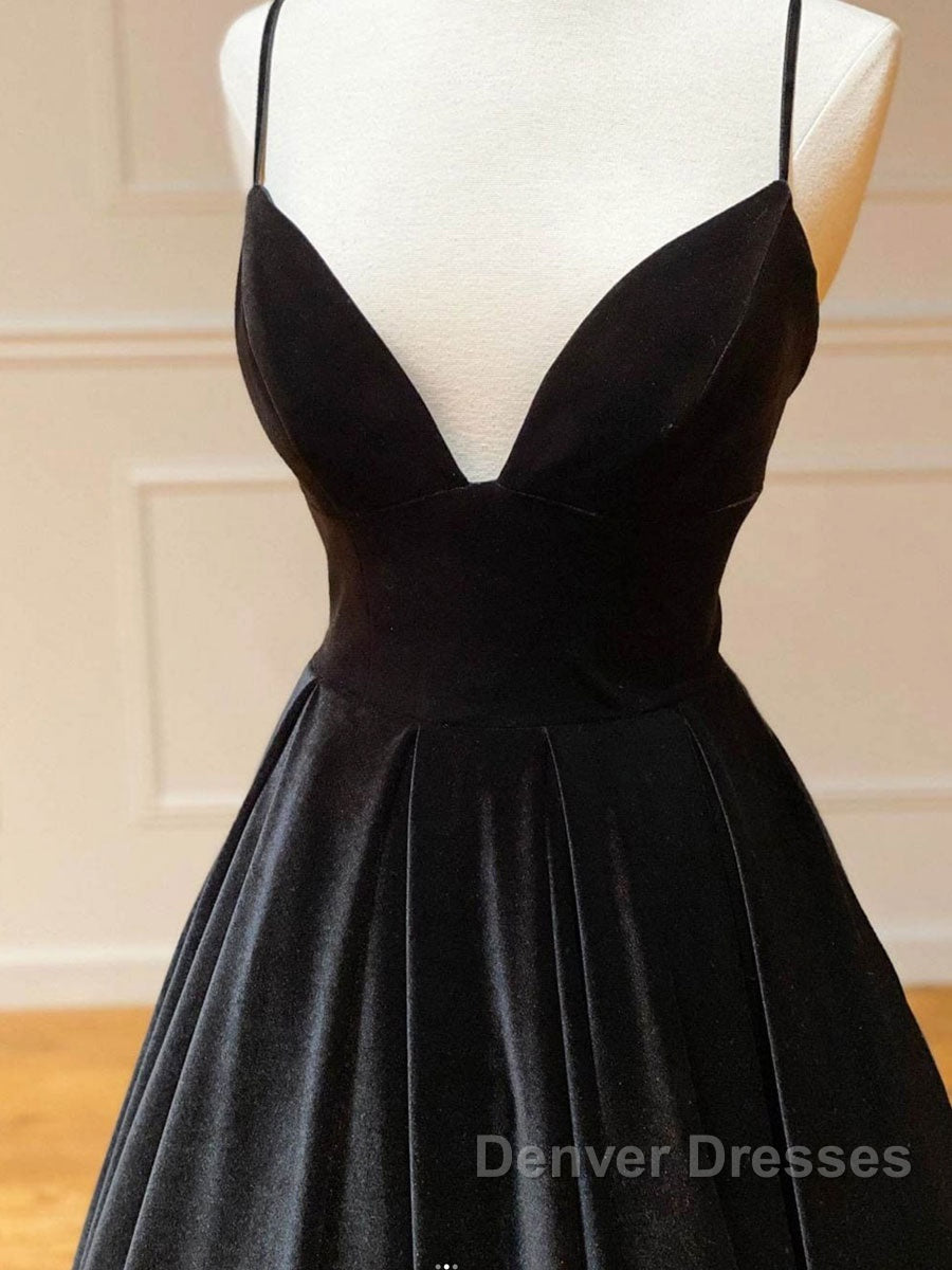 Simple Black velvet long prom Dress, black evening Dress Secondary image