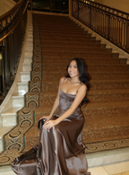 Simple Brown Spaghetti Straps A Line Prom Dress Party Dress