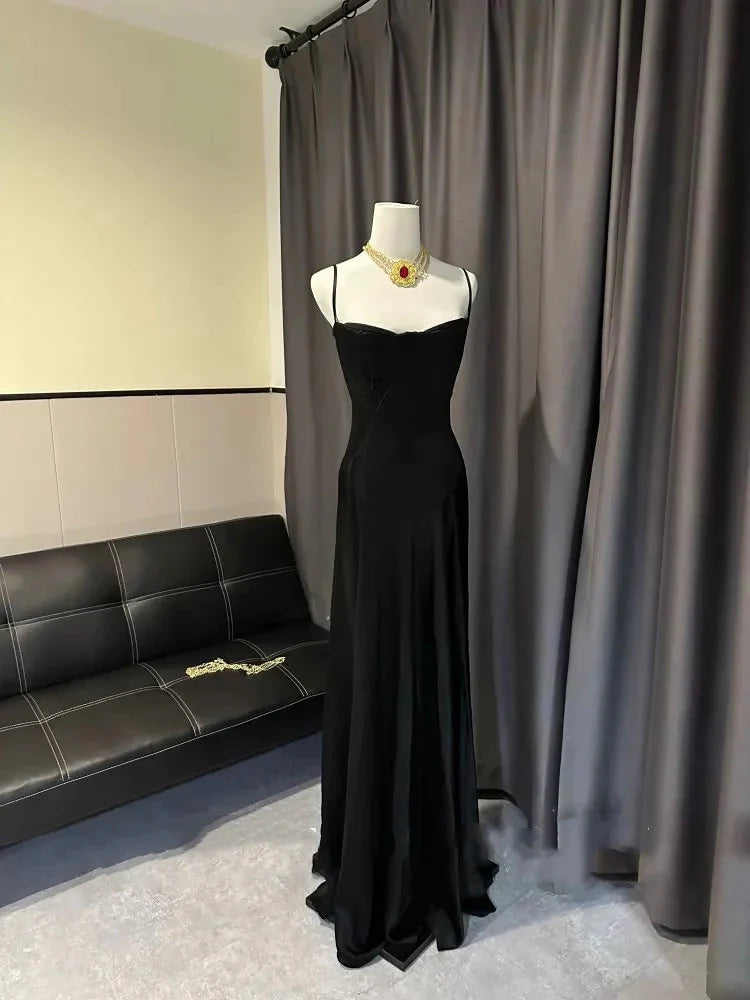 Simple Brown Spaghetti Straps A Line Prom Dress Party Dress