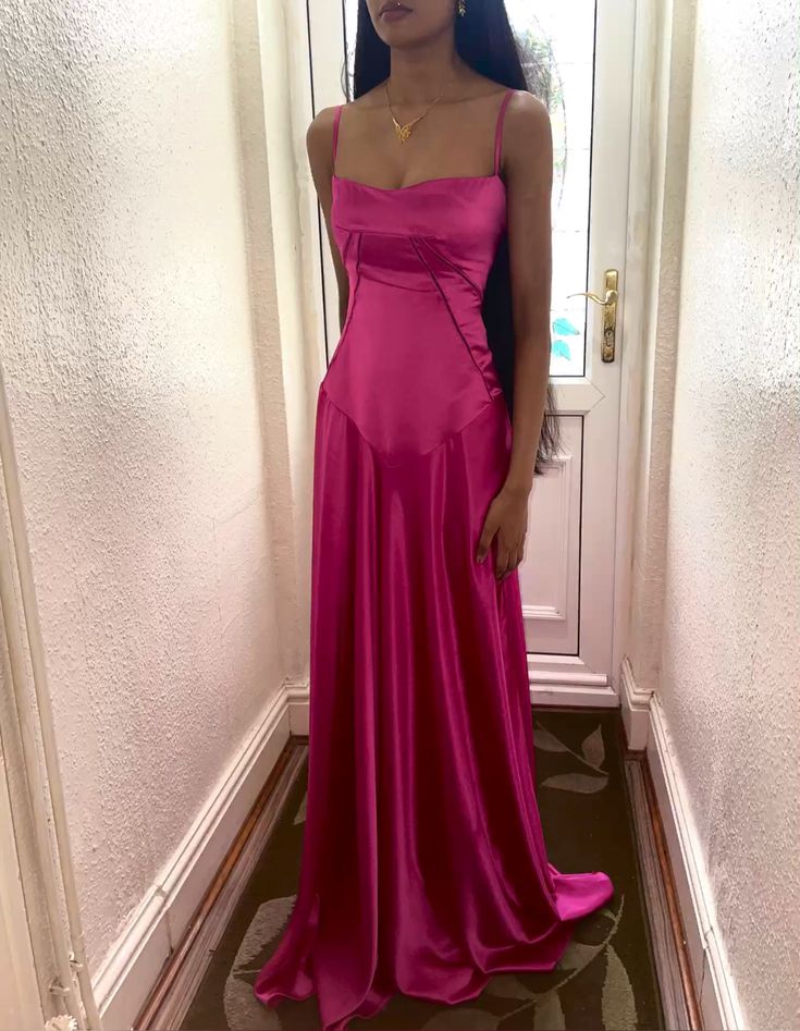 Simple Brown Spaghetti Straps A Line Prom Dress Party Dress Secondary image