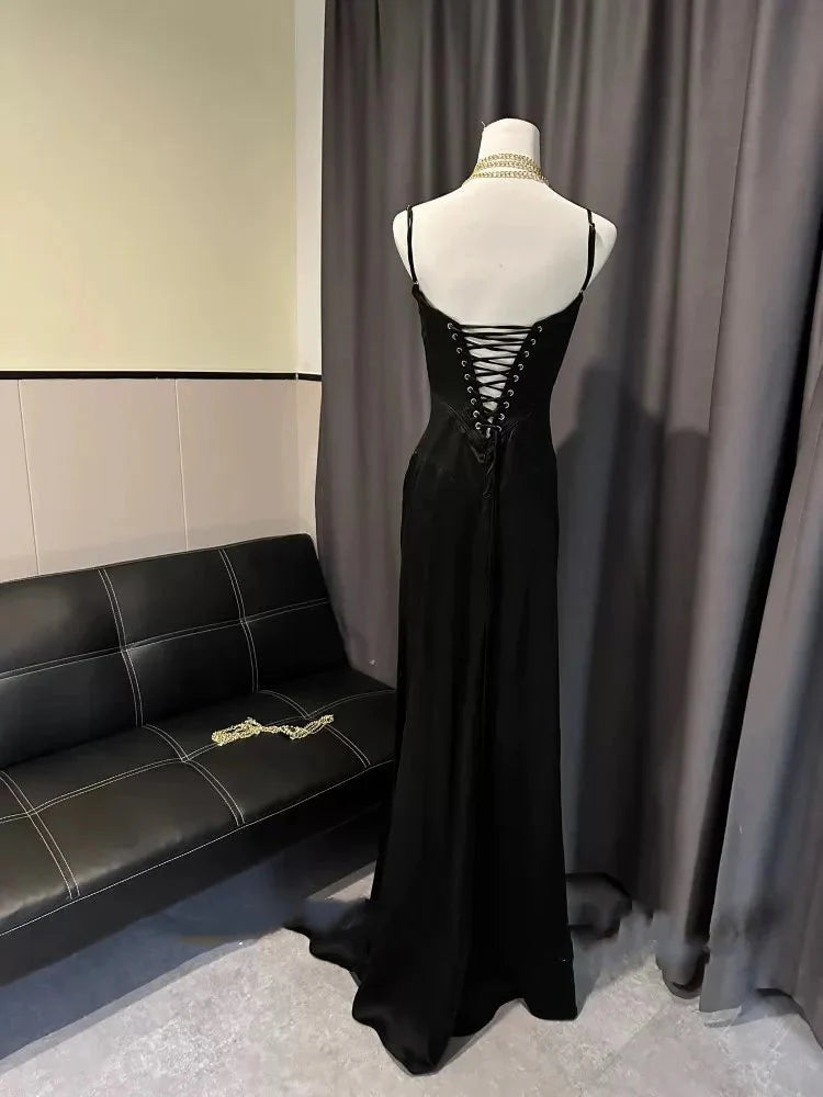 Simple Brown Spaghetti Straps A Line Prom Dress Party Dress