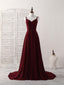 Simple Burgundy Chiffon Long Prom Dress Backless Evening Dress
