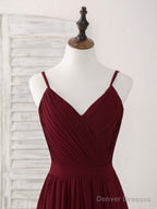Simple Burgundy Chiffon Long Prom Dress, Burgundy Evening Dress