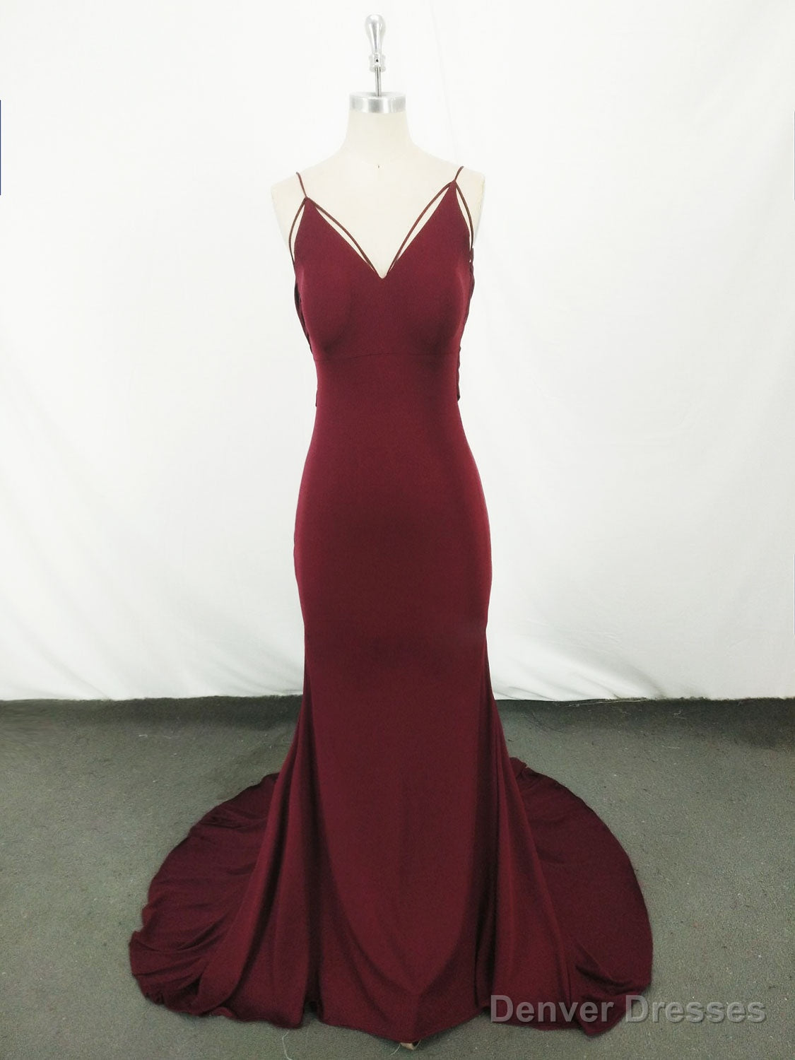 Simple Burgundy Mermaid Long Prom Dress, Burgundy Evening Dress Main image