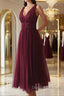 Simple burgundy tulle prom Dress tulle burgundy formal Dress