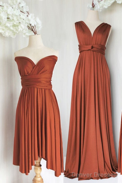 Simple Burnt Orange Satin Birdesmaid Dress Main image