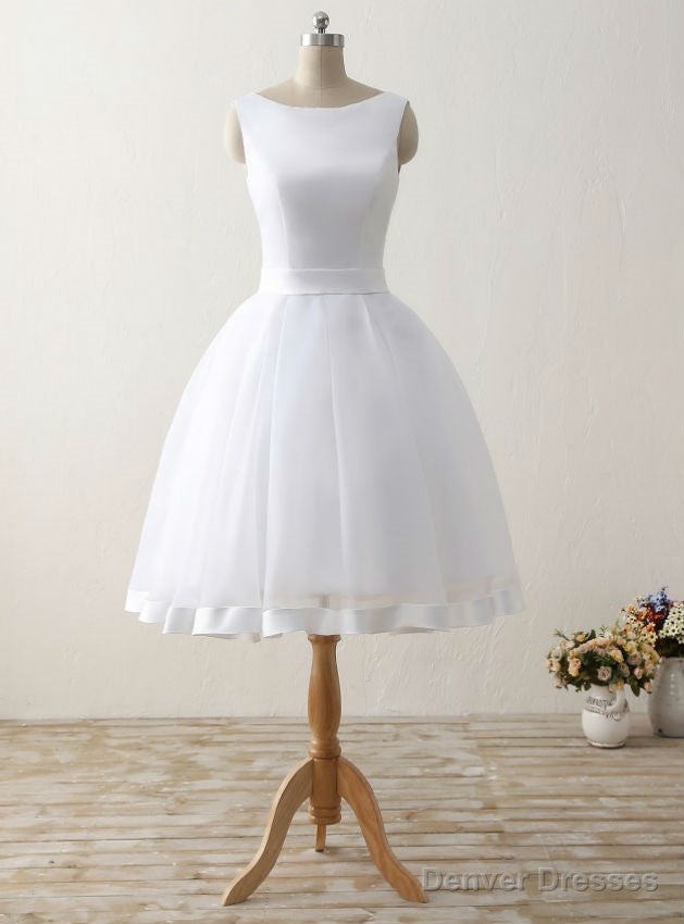 Simple Cheap Short Beach Wedding Dresses Formal Women Backless Organza Satin Bow Main image