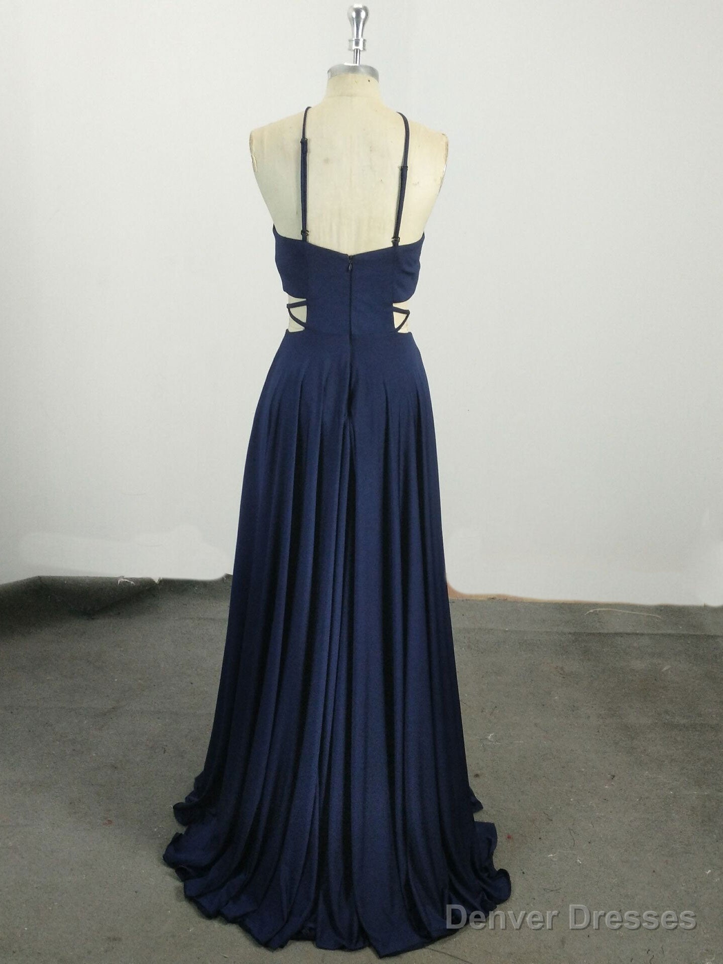 Simple Chiffon Blue Long Prom Dress, Blue Evening Dress Secondary image