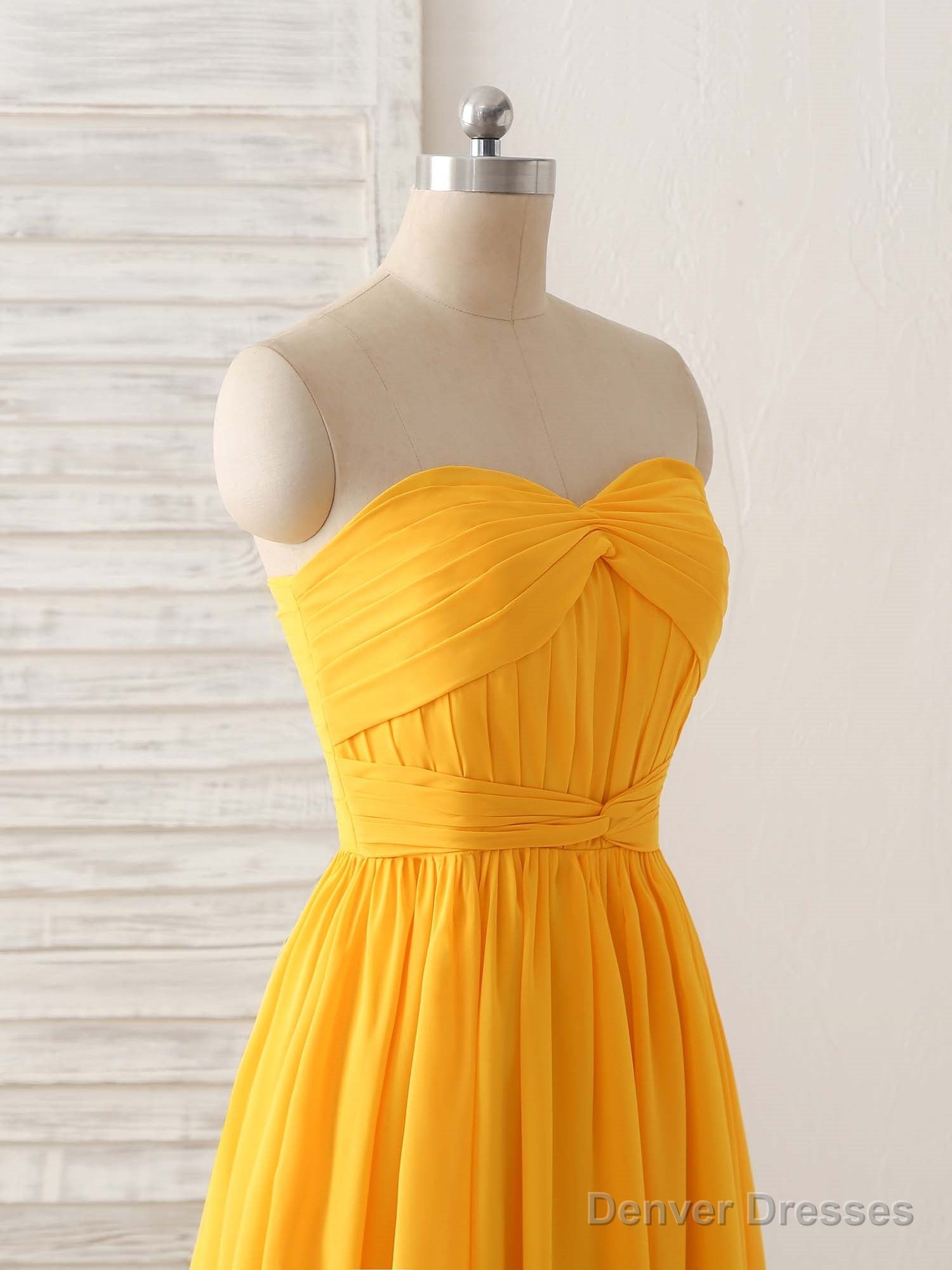 Simple Chiffon Yellow Long Prom Dress Simple Bridesmaid Dress