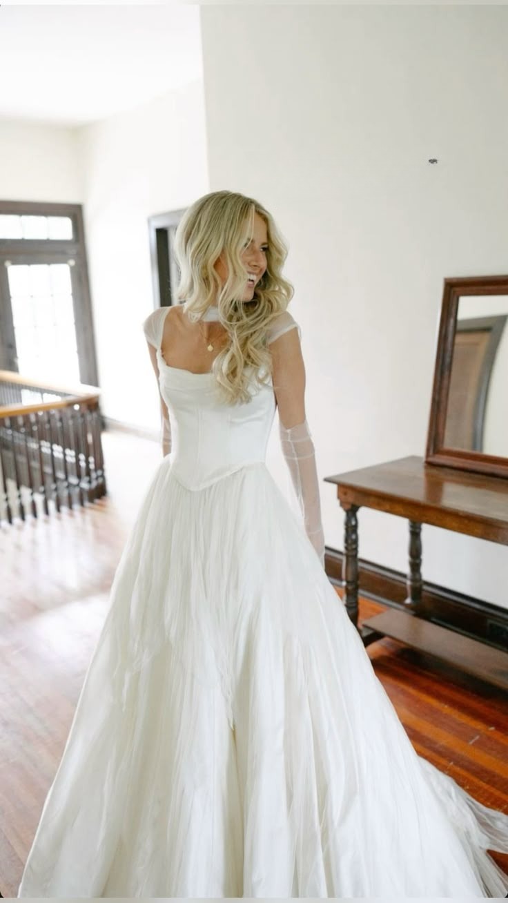Simple Classic White A Line Strap Satin Tulle Long Prom Dress Wedding Dress Main image