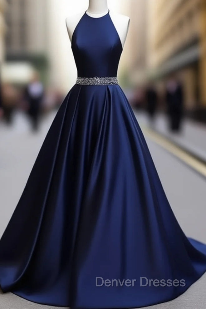 Simple Dark Blue Long Prom Dress, Evening Dress