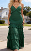 Simple Dark Green Prom Dress A-Line V-Neck Sleeveless Prom Dress Spaghetti Straps