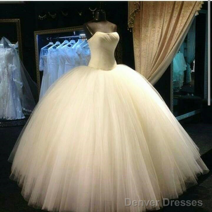 Simple Design Strapless Tulle Wedding Dresses Ball Gowns Main image