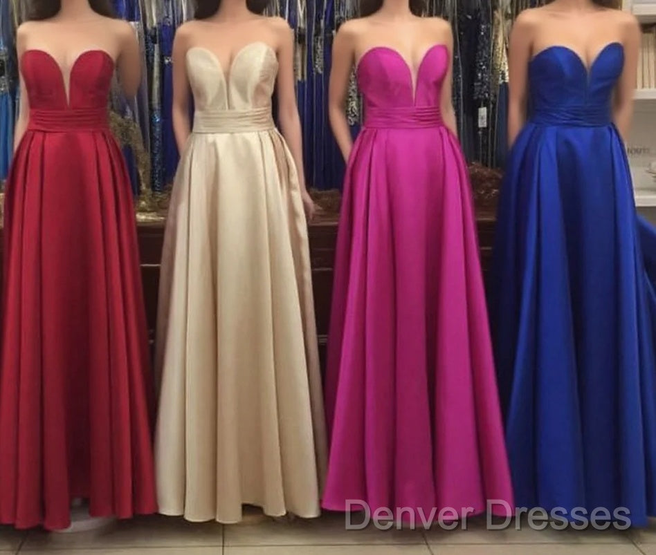 Simple Design Sweetheart Long Satin Prom Dress