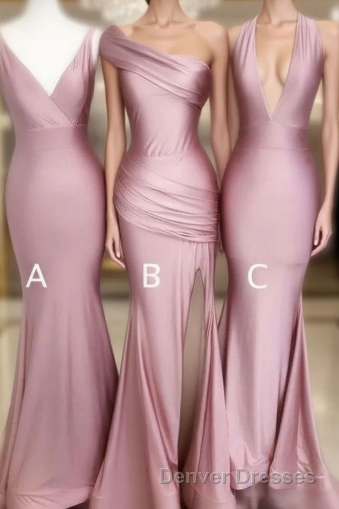 Simple Dusty Rose Cheap Mermaid Long Bridesmaid Dress Online Main image