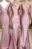 Simple Dusty Rose Cheap Mermaid Long Bridesmaid Dress Online
