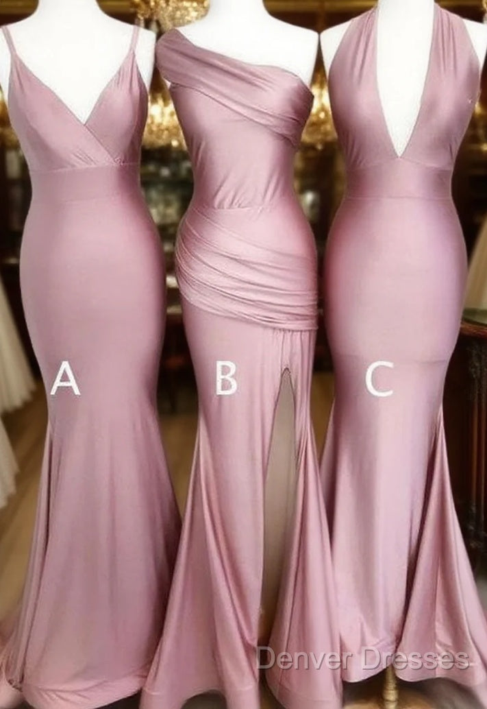 Simple Dusty Rose Mermaid Long Bridesmaid Dress Online Main image