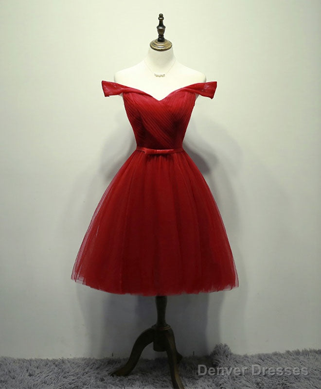 Simple Gray Tulle Short Prom Dress, Gray Tulle Bridesmaid Dress