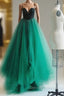 Simple Green Tulle Long Prom Dress, Green Evening Dress