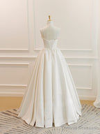 Simple ivory Satin Long Prom Dress, ivory Long Formal Dresses