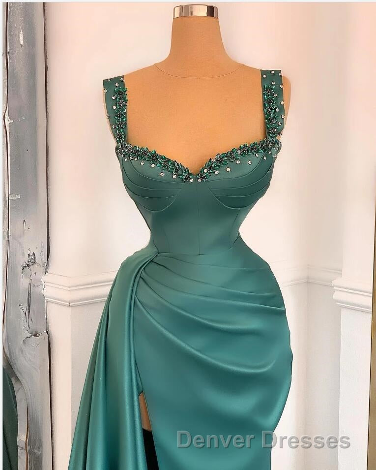 Simple Long A-Line Sweetheart Satin Prom Dress With Slit Secondary image