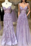 Simple Long Purple Lace Prom Dress Evening Dress