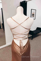 Simple Long Wedding Guest Dress Sheath Satin Formal Evening Dress