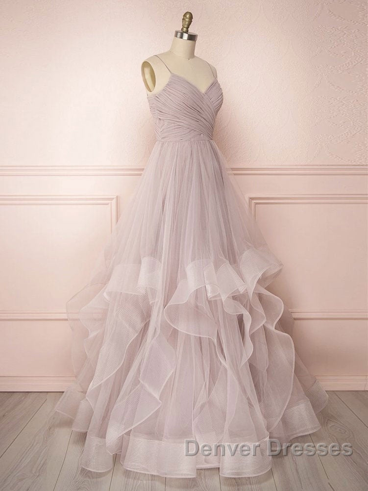 Simple Lotus root starch tulle long prom Dress, tulle evening Dress Secondary image