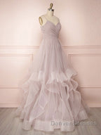 Simple Lotus root starch tulle long prom Dress, tulle evening Dress