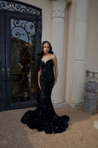 Simple Mermaid Black Sequin Prom Dress 22Th Birthday Outfit