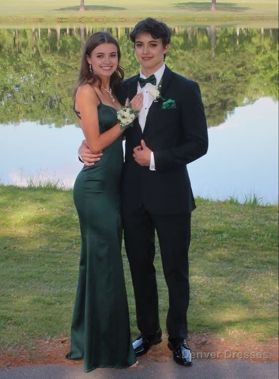 Simple Mermaid Dark Green Backless Long Prom Dresses Formal Dress Main image