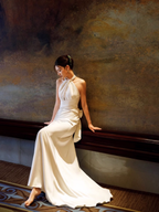 Simple Mermaid Halter Party Dress Long White Prom Dress